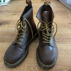 Brown leather Dr Martens boots